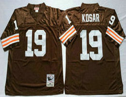Mitchell And Ness Cleveland Browns #19 Bernie Kosar Brown Throwback Authentic Stitched NFL Jersey