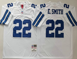 Mitchell And Ness Dallas Cowboys #22 Emmitt Smith Authentic White Throwback NFL Jersey