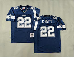 Mitchell And Ness Dallas Cowboys #22 Emmitt Smith Navy Arm with star Throwback Stitched NFL Jersey