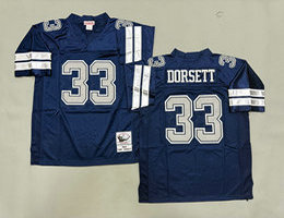 Mitchell And Ness Dallas Cowboys #33 Tony Dorsett Navy Silver Number Throwback NFL Jersey