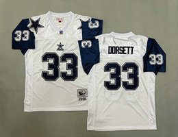 Mitchell And Ness Dallas Cowboys #33 Tony Dorsett White Navy sleeves Stitched NFL Jersey