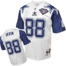 Mitchell And Ness Dallas Cowboys #88 Michael Irvin Authentic White 75TH Patch Throwback NFL Jersey