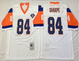 Mitchell And Ness Denver Broncos #84 Shannon Sharpe White With 75TH Patch Throwback Authentic Stitched NFL Jersey