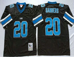 Mitchell And Ness Detroit Lions #20 Barry Sanders Black Throwback Authentic Stitched NFL Jersey