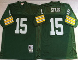 Mitchell And Ness Green Bay Packers #15 Bart Starr Green Throwback Authentic Stitched NFL Jersey