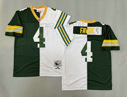 Mitchell And Ness Green Bay Packers #4 Brett Favre White Green Throwback Stitched NFL Jersey