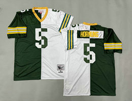 Mitchell And Ness Green Bay Packers #5 Paul Hornung White Green Throwback Stitched NFL Jersey