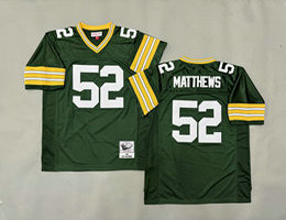 Mitchell And Ness Green Bay Packers #52 Clay Matthews Green Throwback Stitched NFL Jersey