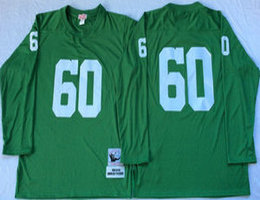 Mitchell And Ness Green Bay Packers #60 Rob Davis Green Long Sleeve Throwback Authentic Stitched NFL Jersey