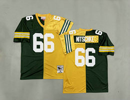 Mitchell And Ness Green Bay Packers #66 Ray Nitschke Yellow Green Throwback Stitched NFL Jersey