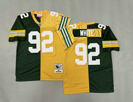 Mitchell And Ness Green Bay Packers #92 Reggie White Yellow Green Throwback Stitched NFL Jersey