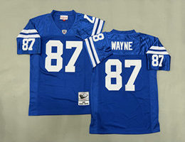 Mitchell And Ness Indianapolis Colts #87 Reggie Wayne Blue Throwback NFL Jersey