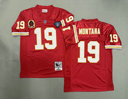 Mitchell And Ness Kansas City Chiefs #19 Joe Montana Red 75TH Throwback NFL Jersey