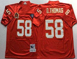 Mitchell And Ness Kansas City Chiefs #58 Derrick Thomas Red Throwback Authentic Stitched NFL Jersey