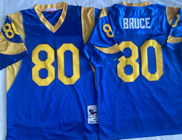 Mitchell And Ness Los Angeles Rams #80 Isaac Bruce Blue Throwback Stitched NFL Jersey