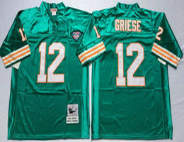 Mitchell And Ness Miami Dolphins #12 Bob Griese Green Throwback Authentic Stitched NFL Jersey