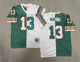 Mitchell And Ness Miami Dolphins #13 Dan Marino White Green Throwback Stitched NFL Jersey