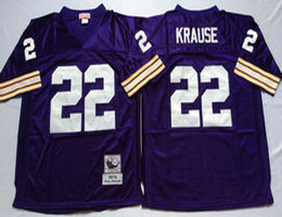 Mitchell And Ness Minnesota Vikings #22 Paul Krause Purple Throwback Authentic Stitched NFL Jersey