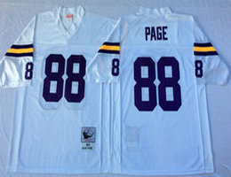 Mitchell And Ness Minnesota Vikings #88 Allan Page White Throwback Authentic Stitched NFL Jersey
