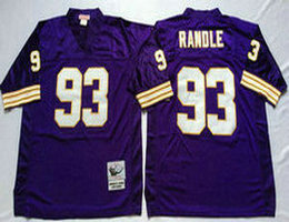 Mitchell And Ness Minnesota Vikings #93 John Randle Purple Throwback Authentic Stitched NFL Jersey