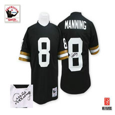 Mitchell And Ness New Orleans Saints #8 Archie Manning Black Autographed Authentic Stitched NFL Jersey
