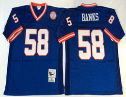 Mitchell And Ness New York Giants #58 Carl Banks Blue Throwback Authentic Stitched NFL Jersey