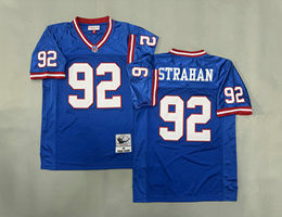 Mitchell And Ness New York Giants #92 Michael Strahan Blue Throwback Stitched NFL Jersey