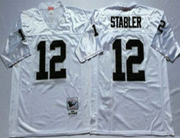 Mitchell And Ness Oakland Raiders #12 Kenny Stabler White Throwback Authentic Stitched NFL Jersey