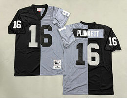 Mitchell And Ness Oakland Raiders #16 Jim Plunkett Gray Black Throwback NFL Jerseys