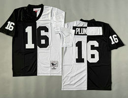 Mitchell And Ness Oakland Raiders #16 Jim Plunkett White Black Throwback NFL Jerseys