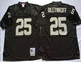 Mitchell And Ness Oakland Raiders #25 Fred Biletnikoff Black Throwback Authentic Stitched NFL Jersey