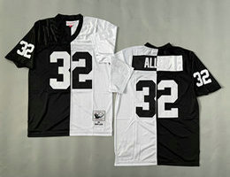 Mitchell And Ness Oakland Raiders #32 Marcus Allen Black White Throwback NFL Jersey