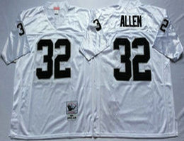 Mitchell And Ness Oakland Raiders #32 Marcus Allen White Throwback Authentic Stitched NFL Jersey