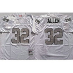 Mitchell And Ness Oakland Raiders #32 Marcus Allen White With Silver No Throwback Authentic Stitched NFL Jersey