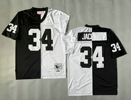 Mitchell And Ness Oakland Raiders #34 Bo Jackson Black White Throwback NFL Jersey