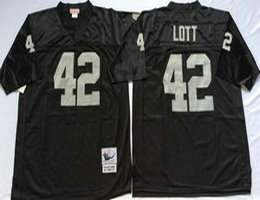 Mitchell And Ness Oakland Raiders #42 Ronnie Lott Black Throwback Authentic Stitched NFL Jersey