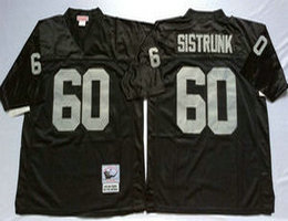Mitchell And Ness Oakland Raiders #60 Otis Sistrunk Black Throwback Authentic Stitched NFL Jersey