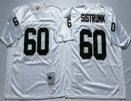 Mitchell And Ness Oakland Raiders #60 Otis Sistrunk White Throwback Authentic Stitched NFL Jersey