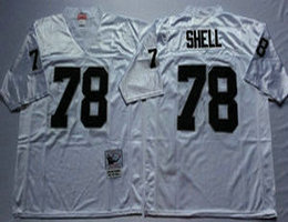 Mitchell And Ness Oakland Raiders #78 Art Shell White Throwback Authentic Stitched NFL Jersey