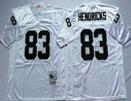 Mitchell And Ness Oakland Raiders #83 Ted Hendricks White Throwback Authentic Stitched NFL Jersey
