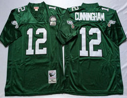 Mitchell And Ness Philadelphia Eagles #12 Randall Cunningham Green With Patch Throwback NFL Jersey