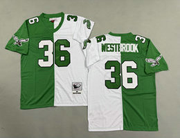 Mitchell And Ness Philadelphia Eagles #36 Brian Westbrook White Green Throwback Stitched NFL Jersey