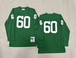 Mitchell And Ness Philadelphia Eagles #60 Chuck Bednarik Green Long sleeves Throwback NFL Jersey