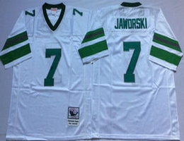 Mitchell And Ness Philadelphia Eagles #7 Ron Jaworski White Arm With Green Throwback NFL Jersey