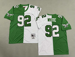 Mitchell And Ness Philadelphia Eagles #92 Reggie White White Green Throwback Stitched NFL Jersey