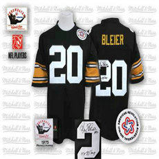 Mitchell And Ness Pittsburgh Steelers #20 Rocky Bleier Black Autographed Authentic Stitched NFL Jersey