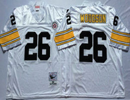 Mitchell And Ness Pittsburgh Steelers #26 Rod Woodson White Throwback Authentic Stitched NFL Jersey