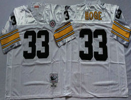 Mitchell And Ness Pittsburgh Steelers #33 Merril Hoge White Throwback Authentic Stitched NFL Jersey