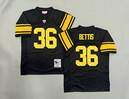 Mitchell And Ness Pittsburgh Steelers #36 Jerome Bettis Black Gold Number Throwback NFL Jersey