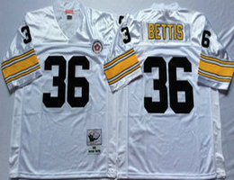 Mitchell And Ness Pittsburgh Steelers #36 Jerome Bettis White Throwback Authentic Stitched NFL Jersey